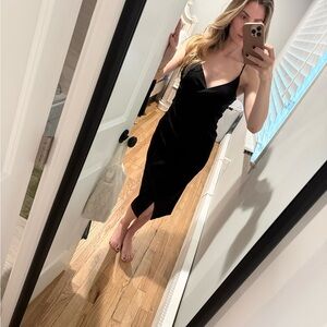 Lulu's Black Satin Slip Midi Dress